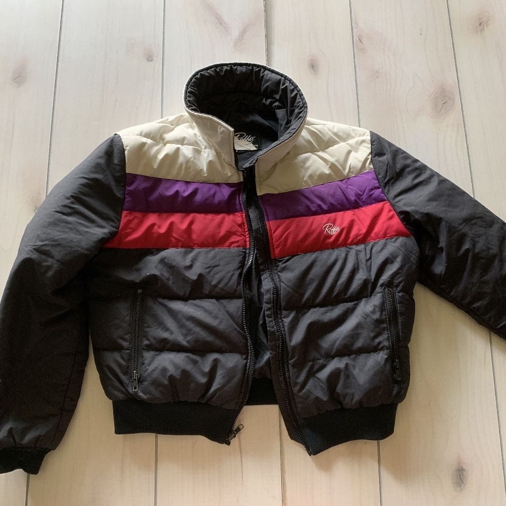 vtg womens 16 robbe skiwear jacket‎ black white